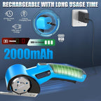 Cordless Electric Scissors, 5V Rechargeable Cardboard Box Cutter Heavy Duty Rotary Tool with Safety Lock & LED Light for Cardboard, Fabric, Box (Blue)