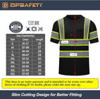 High Visibility Shirts Quick Dry Safety T Shirts with Reflective Strips and Pocket Short Sleeve Mesh Hi Vis Construction Work Class 2 Shirt for Men/Women Black,3XL