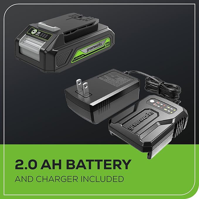 Greenworks 24V Brushless Cordless Reciprocating Saw,1" Compact One-Handed Recip Saw(3,000 SPM),Variable Speed, 2.0Ah Battery and Compact Charger Included,‎ RSG404