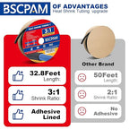 1/8" Heat Shrink Tubing, 65FT Marine Grade 3:1 Shrink Ratio Shrink tubing, Adhesive Lined Heat Shrink Tube, 1/8 Waterproof Shrink Tube for Wires Home Automotive-Black