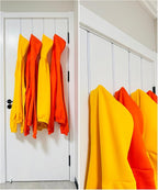 Over The Door Metal Hooks with Plastic Coating 10" Fit 0.5" to 1 3/8" Door 4 Pcs Heavy Duty Single Towel Robe Rack Wreath Bathroom Shower Hanger Shoe Organizer Ironing Board Long White