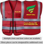 BeautyWill Custom Safety Vest Customized Logo Class 2 High Visibility Reflective Vest with Pockets Construction workwear