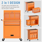 8 Drawer High Capacity Rolling Tool Chest, Metal Tool Box with Wheels and Drawers, Detachable Toolbox with Lock, Heavy Duty Tool Cabinet for Workshop, Warehouse and Garage (Orange)