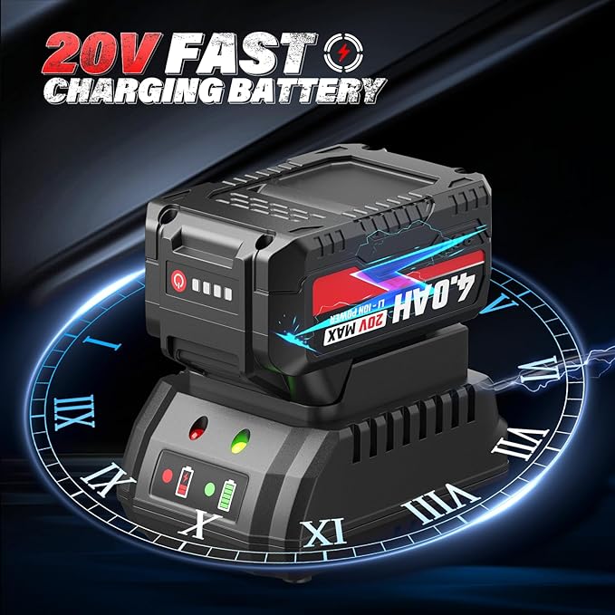 Impact Wrench, Max Torque 400 N.m Cordless 1/2 Impact Driver, 20V 3000RPM Brushless Motor, 4.0Ah Li-ion Battery and Fast Charger, 4 Pcs Sockets Included