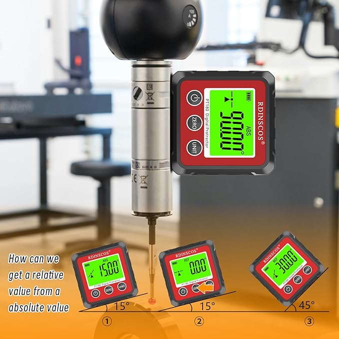 Digital Angle Finder Magnetic Table Saw Angle Finder Tool - Digital Inclinometer -4 of 90 Degree Finder Angle Cube Digital Protractor Bevel Gauge for Woodworking Micro Jig (PT180R)