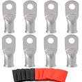 000 Gauge Tinned Copper Cable Lugs 8 PCS 3/0 AWG-3/8(M10) Ring Terminal Heavy Duty Wire Lugs Battery Lugs, 8 PCS 3/0 Guage terminals Battery Cable Ends Connectors with 8 PCS 3:1 Heat Shrink Tube
