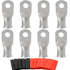 000 Gauge Tinned Copper Cable Lugs 8 PCS 3/0 AWG-3/8(M10) Ring Terminal Heavy Duty Wire Lugs Battery Lugs, 8 PCS 3/0 Guage terminals Battery Cable Ends Connectors with 8 PCS 3:1 Heat Shrink Tube