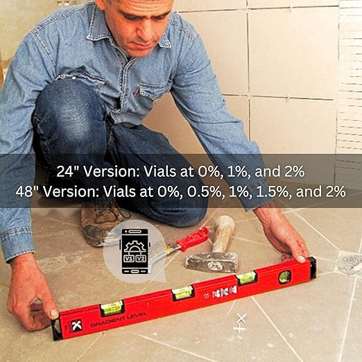 Kapro - 105 Topgrade Gradient Box Level - With Slope Measurements - Features Pre-Set Sloped Vials, Rubberized End Caps, Finely Milled Precision Surface - Hand Calibrated - Aluminum - 24 Inch