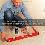 Kapro - 105 Topgrade Gradient Box Level - With Slope Measurements - Features Pre-Set Sloped Vials, Rubberized End Caps, Finely Milled Precision Surface - Hand Calibrated - Aluminum - 24 Inch