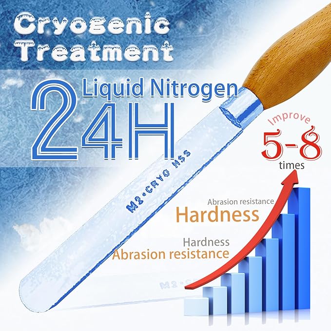 1 inch Round Nose Scraper, M2 Cryo High Speed Steel Wood Turning Tools with Beech Wood Handle