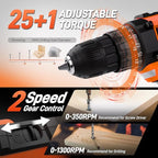 COMOWARE 20V Cordless Drill Set Combo Kit,120 Pcs Tool Kit for Home, Household Tool Sets for Men, Basic Tool Kit with Power Drill, Tool Set with Drill for Garden Office Home Repair