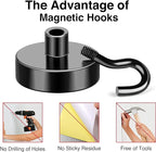 MIKEDE Magnetic Hooks, 40Lbs Strong Neodymium Black Magnet Hook for Hanging, Heavy Duty Magnetic Hooks Classroom Must Have, Magnet with Hooks for Home, Kitchen, Workplace, School - Pack of 10
