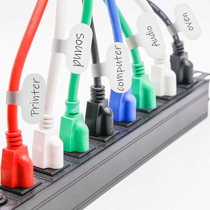 40 Pcs Cable Labels Hook and Loop Cable Labels Self Adhesive Writable Cable Wraps Paste Wire Tags Mini Waterproof Cable Tags for Electronics Computers Management Organizer Identification