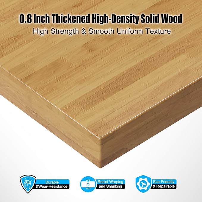 48” Heavy-Duty Solid Wood Work Bench Work Table, Adjustable Height Workbench with Power Outlets, 3000 Lbs Capacity Workstation for Garage, Workshop