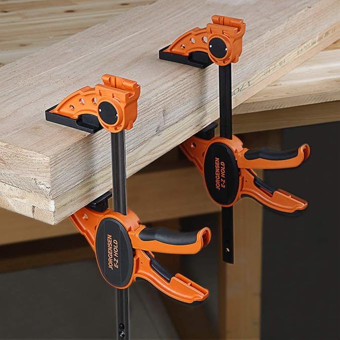 Jorgensen 6" One Hand Clamp/Spreader, 300 Lbs Clamping Force, E-Z Hold Bar Clamps Set, Medium Duty, 2-pack