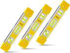 9 Inch Torpedo Level, Magnetic Box Level with 45°/90°/180° Bubbles, Shock Resistant Bubble Level Tool for Measuring - 3 PCS