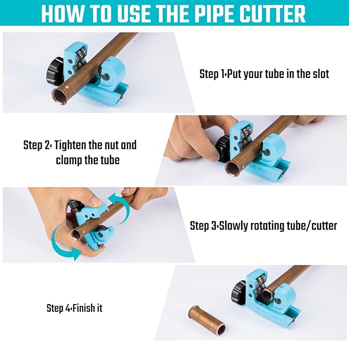 DURATECH Tubing Cutter, for Outer Diameter: 3/16" to 1-1/8"(4-28MM), Copper, Aluminum, Brass and Plastic Tubing Compact Cutter, With Replacement Wheel