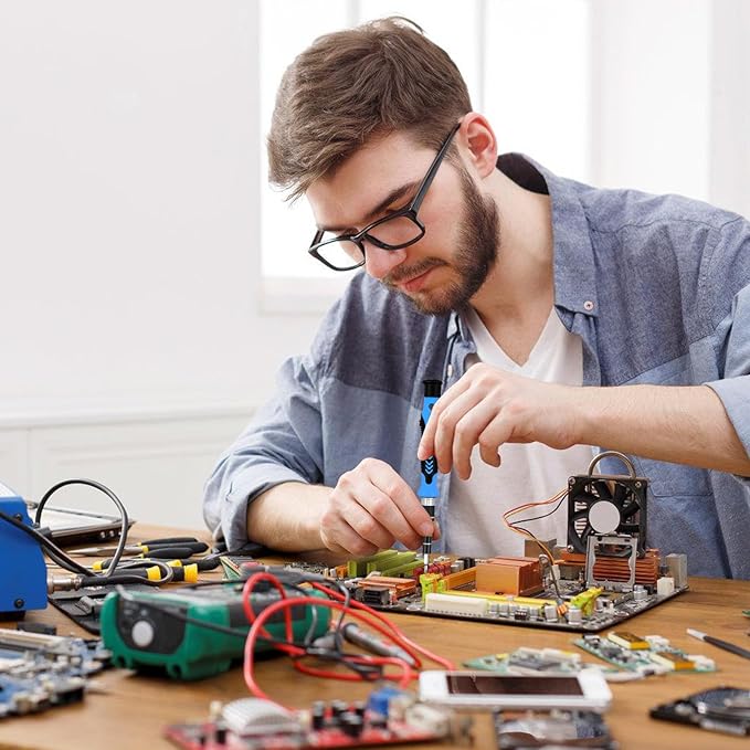 142Pcs Manual Precision Screwdriver Set Ergonomic Electronics Repair Screwdriver with 120 Bits for Repairing Phone Computer Tablet