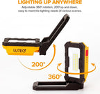 LUTEC Rechargeable Work Light, 1000 Lumens LED Magnetic Light with Magnetic Base and Hanging Hook，360°Rotate and 200°Swivel for Car Repair, Emergency and Camping-2 Pack