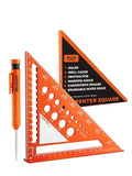 Mecurate Metric Aluminum Alloy Rafter Square (18cm) with 2-in-1 Carpentry Pencil - Durable Measuring and Marking Tool for Woodworking, Construction, and DIY Projects