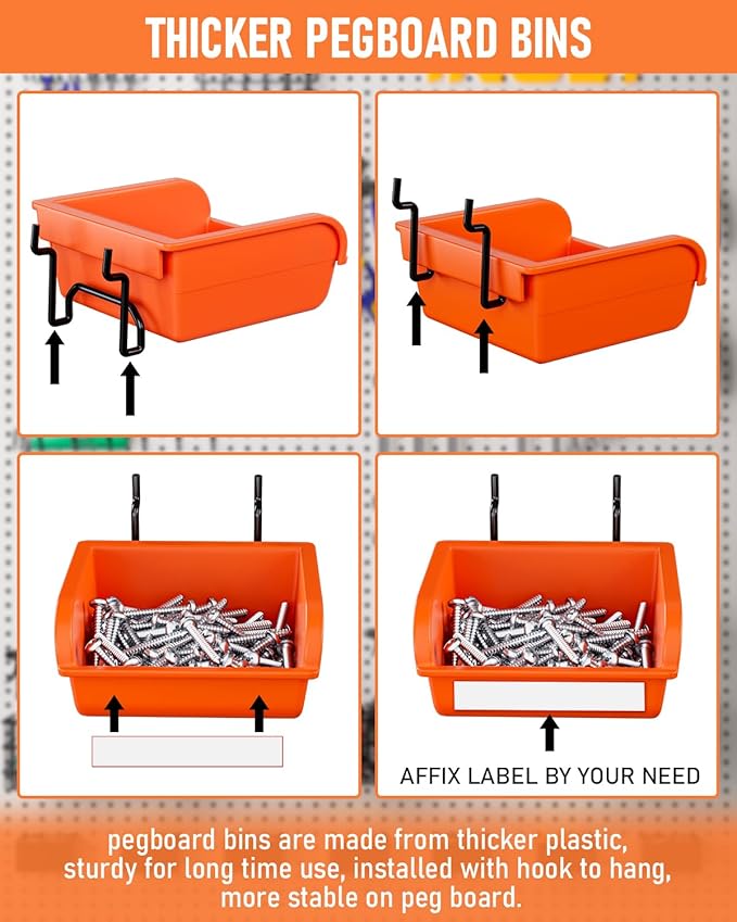 INCLY 276PCS Extra Thick 1/4" Pegboard Accessories Organizer Kit, Heavy Duty Black Pegboard Hooks with Bins & Paper Towel Holder, Peg Board Hook Assortment for Garage Wall Attachments Hanging Tools