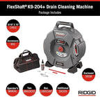 RIDGID 76198 FlexShaft K9-204+ Drain Cleaning Machine for 2" to 4" Pipe, Professional Wall-to-Wall Drain Cleaning Machine with 70' of 5/16" FlexShaft Cable