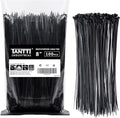 Zip Ties 8 inch Black Zip Ties with 50 Pounds Tensile Strength,Cable Ties,100 Pack, by Tantti Supply