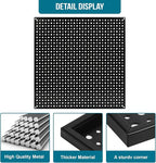 Pegboard Rack Garage Storage Steel Horizontal Peg Board Pack,Steel Pegboard Heavy Duty- 4 Pack 16-Inch X 16-Inch Metal Peg Board Tool Organization Panels(Black)