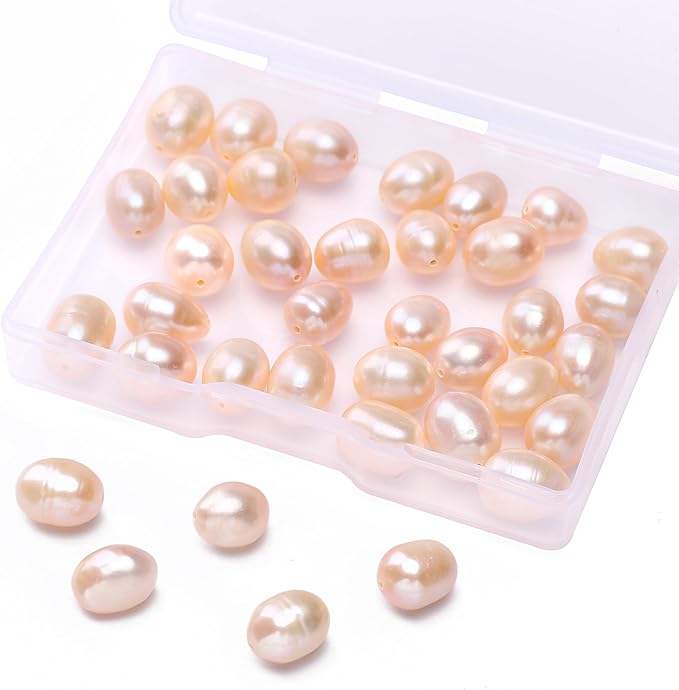 Natural Pearl Beads Rice 8-9mm Pink Freshwater Cultured Loose Gemstone Beads for DIY Jewelry Making 13.8''/Strand HQ