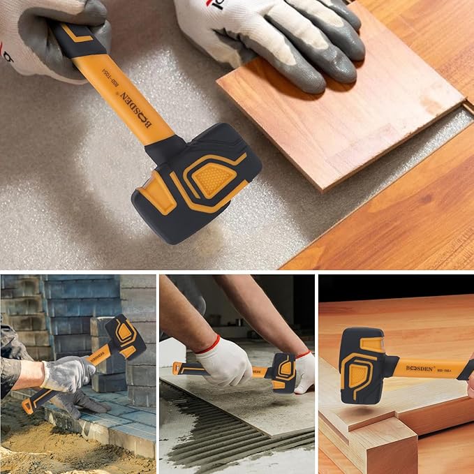 BOOSDEN Rubber Mallet, 36 oz Rubber Mallet Hammer, Rubber Hammer with Hook, Mallet Hammer with Solid Head & Ergonomic Grip Handle, Soft Face Hammer, No Damage for Flooring, Woodworking and Camping