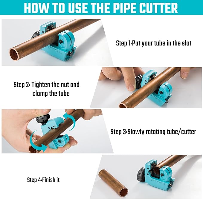 DURATECH Mini Tubing Cutter, for Outer Diameter: 1/8"-3/4"(3-19MM), Copper, Aluminum, Brass And Plastic Tubing Compact Cutter, Replacement Wheel Included