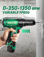 KIMO Cordless Drill/Driver Kit, 48pcs Power Drills Set w/Li-Ion Battery and Charger - 12V MAX Drills 280 In-lb Torque, 18+1 Metal Clutch, 3/8" Keyless Chuck, Built-in LED-Drill for Wood Bricks