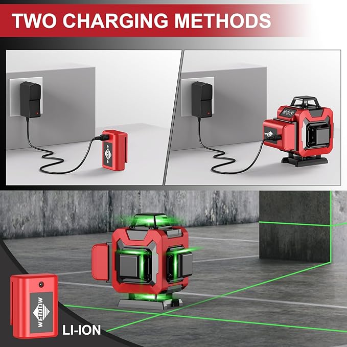 Laser Level 360 Self Leveling with Tripod,WEIDDW 4D Lazer Level,4x360° Cross Line Laser for Construction Project Renovation,Floor Tile, Laser Level Lines Tool