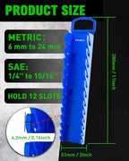 SWANLAKE 2-Piece Magnetic Wrench Organizer Toolbox Holder, SAE (1/4'' to 15/16''), Metric (6mm to 24mm) Ratchet Wrench Organizers, Total Hold 24 Slots Wrenches Holder for Tool Box