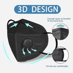 Dust Masks 20PCS, 7 Layers Filter Cover Against PM2.5 Sport Face Mask with One Breathing Valves