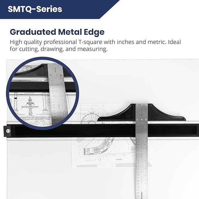 Pacific Arc 18 Inch T Square, Traditional Stainless Steel, Graduated Inch and Metric