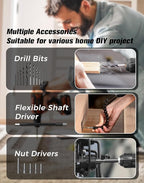 Cordless Drill, 20V MAX Power Drill Set with Dual Power Pack & Charger, 3/8 Inch Keyless Chuck, Variable Speed, 25+1 Position and 56PCS Bits/Screws, Power Tools for Home Projects