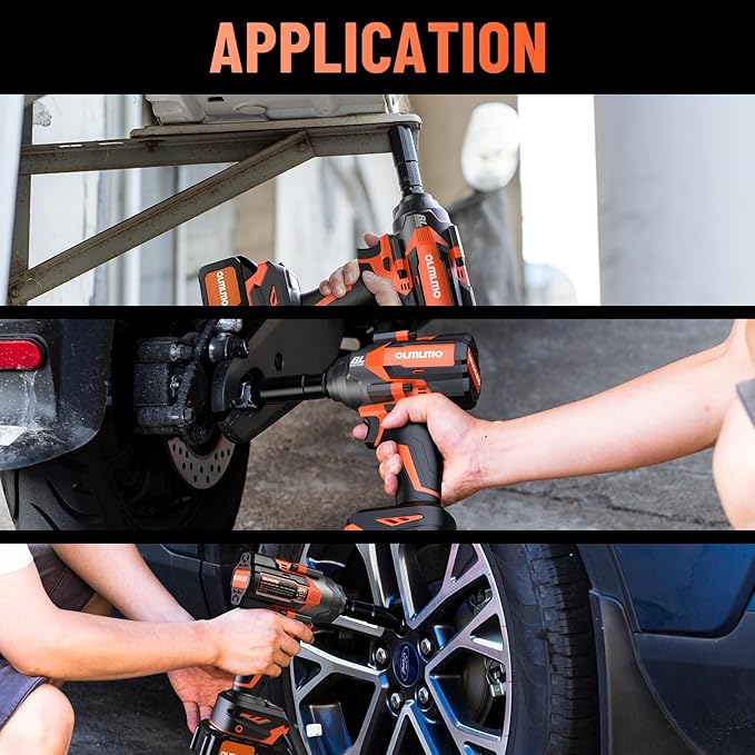 950N.m/700Ft-lbs Cordless Impact Wrench 1/2", 2 * 4.0Ah Battery Brushless Impact Wrench with Fast Charger, 5 Sockets Portable Suitcase for Car Tire DIY