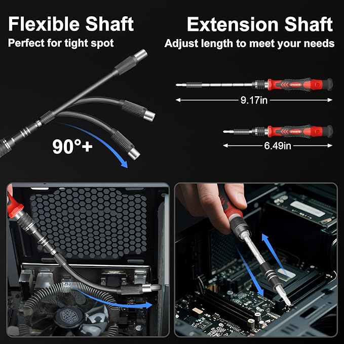 STREBITO Mini Electric Screwdriver Set 144-Piece Electric Precision Screwdriver, 3.7V Power Screwdriver Cordless, Rechargeable Small Electric Screwdriver Kit, PC Electronic Phone RC Drone Repair Tool