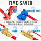 SUNGATOR 1/2 Inch Shut Off Valve, Ball Valve 1/2 Inch, Pushfit Plumbing Water Shutoff, No Lead Brass Push to Connect PEX Pipe, Copper, CPVC, PE-RT, With 1 Disconnect Clip, Pack of 4
