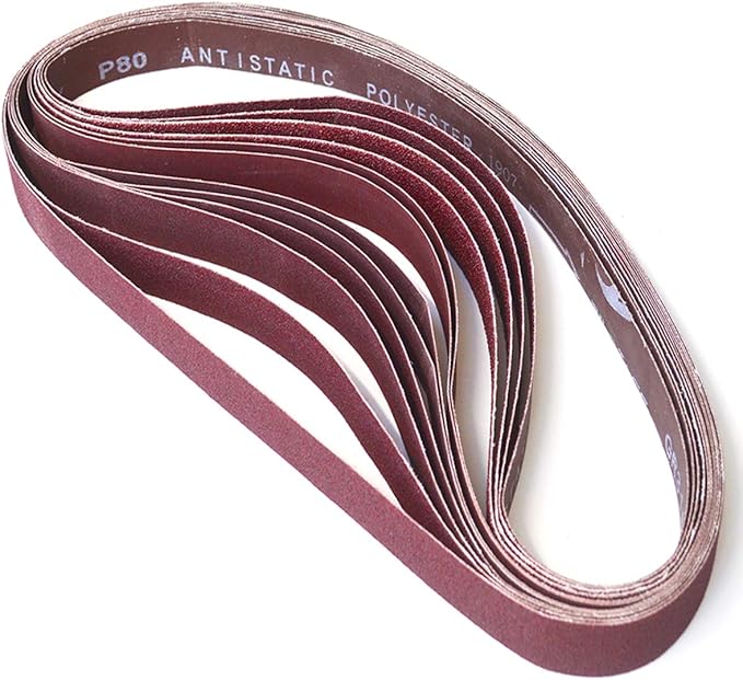 1 x 42 Inch Aluminum Oxide Sanding Belts, 2 Each of 60/80/120/150/240/400 Assorted Grits Abrasive Belts for Belt Sander, 12-Pack