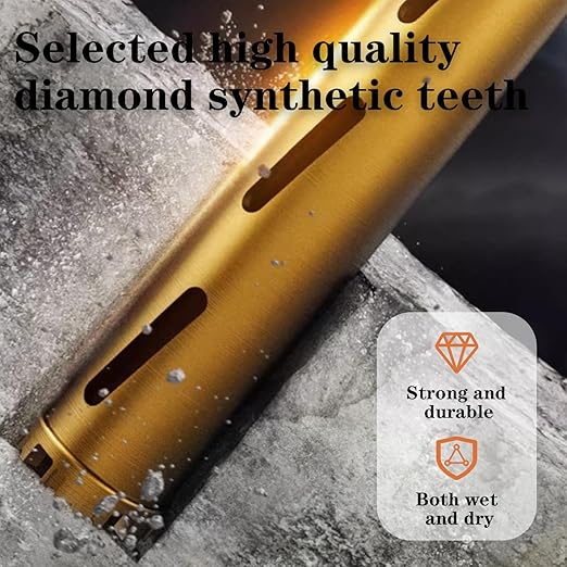 1.5" Dry Core Drill Bits for Cured Concrete with Rebar Brick Blonck Masonry etc 12.2in/310mm Drilling Depth，10mm Diamond Segment Height，2 Adapters