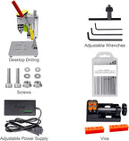 Mini Drill Press, Benchtop Drill Press, Portable Electric Drilling Machine, CNC 795 Motor, B10 Chuck, Drill Bit and Clamp for Metal Wooden Jewelry DIY and Crafts Projects