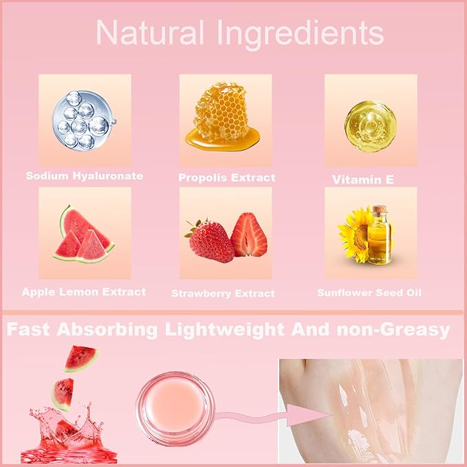 1 PCS Bee Lip Balm Honey Pot, Exfoliating Watermelon Bee Lip Balm Sleeping Lip Mask Overnight with Sticks, Honey Pot Lip Balm Prevention Dry Hydrating and Crack Lip Scrubs-VeraVaultWomen
