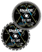 6-1/2-Inch 24&60-Tooth Circular Saw Blade with 5/8-Inch Arbor, Framing & Ultra Finish Wood Cutting, Carbide Tip, Thin Kerf, for Plywood, MDF, OSB, Laminated, 2 Pack