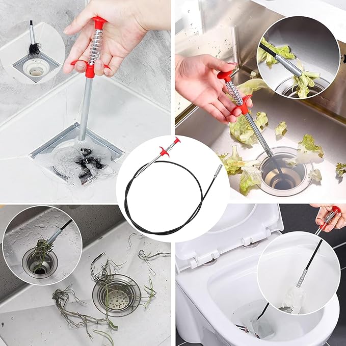 Drain Snake,116 inch Flexible Grabber Claw Pick Up Reacher Tool,Drain Clog Remover - Gutter Cleaning Tools for Home Sink, Bathroom Tub,Drain, Toilet, Tight Spaces