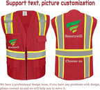 BeautyWill Custom Safety Vest Customized Logo Class 2 High Visibility Reflective Vest with Pockets Construction workwear