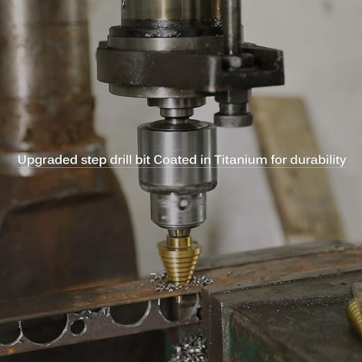 ZELCAN Step Drill Bit Set, 5PCS HSS Titanium Step Drill Bits for Metal, 50 Sizes in 5 High Speed Steel Unibit Stepped Drill Bit for DIY Lovers Electrician, 1/8 to 1-3/8 Inches