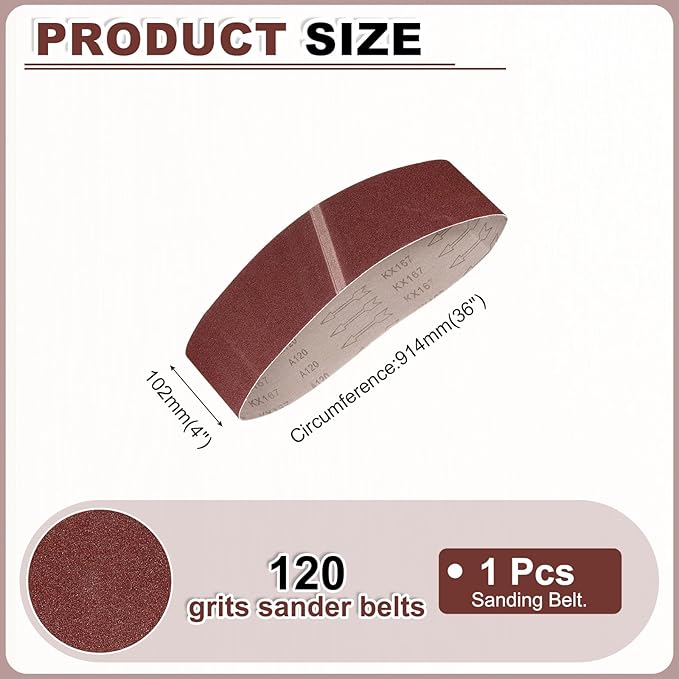 HARFINGTON 4 x 36 Inch Sanding Belts, 15 Pcs 120 Grits Aluminum Oxide Belt Sander Abrasive File Belt for Woodworking, Metal Polishing, Knife Sharpener