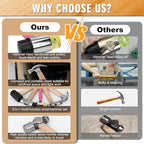 5Pcs Small Hammer Set - 10oz Rubber Mallet Hammer, 18oz Mini Sledge Hammer, 12oz Double-Faced Mallet, 11oz Ball Peen Hammer, 10oz Claw Hammer with Short Wood Handle for Lightweight Home Repair & Craft